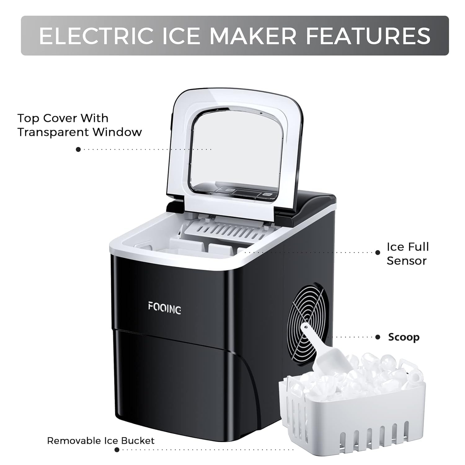 Amazon.co.jp: FOOING カウンタートップ製氷機 ポータブル製氷機 33